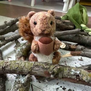 proyecto a donde vamos ardilla de peluche y troncos